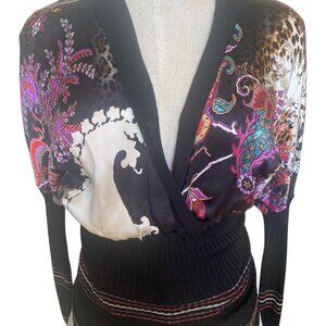 Beautiful And Unique Satin And Knit Blouse Made In Italy